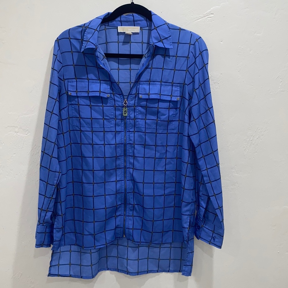 Blue Michael kors zip up blouse